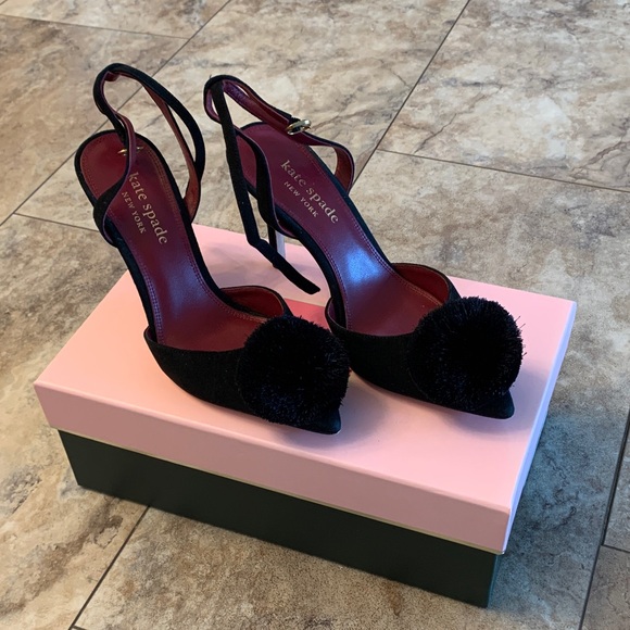 kate spade Shoes - Kate Spade Amour Pom Pumps Black Size 7